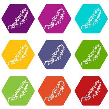 9 vektör E coli bakteri Icons set