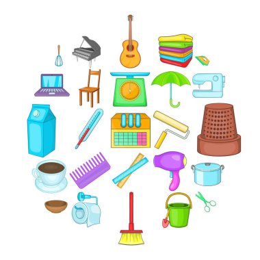 Temizlik Icons set, karikatür tarzı