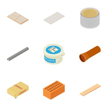 İnşaat malzeme Icons set, karikatür tarzı
