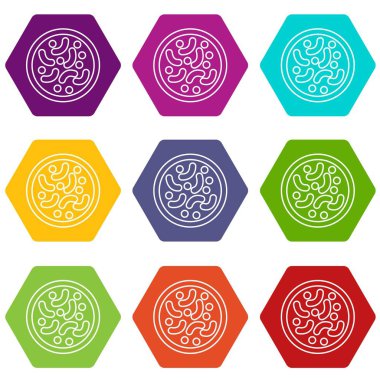 9 vektör mikroskobik bakteri Icons set