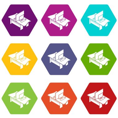 9 vektör çift ofis tablo Icons set