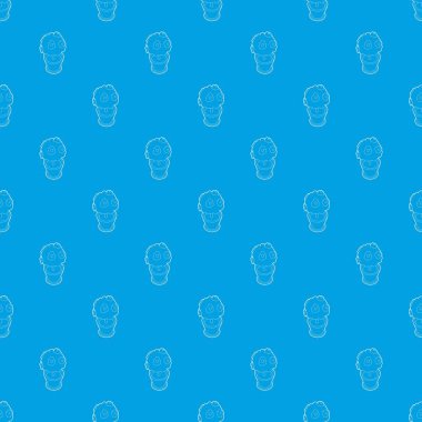 Bonsai bitki pot desen vektör kesintisiz mavi