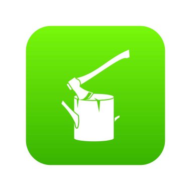 Ağaç güdük simgesi dijital yeşille sıkışmış balta