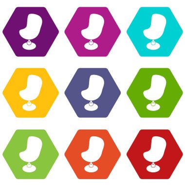 9 vektör modern sandalye Icons set