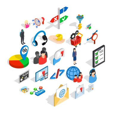 İnsan Icons set, izometrik stili