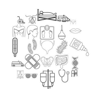 Tedavi Icons set, anahat stili