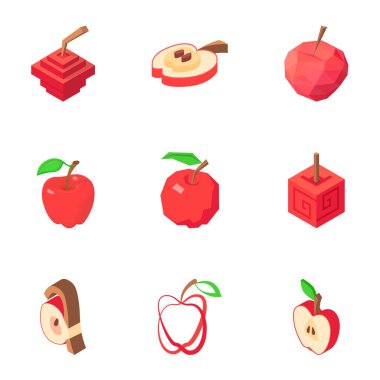 Apple Icons set, izometrik tarzı