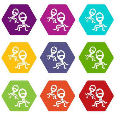 9 vektör protozoon virüs Icons set