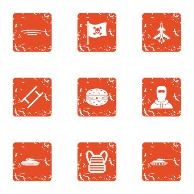 Çatışma Icons set, grunge tarzı