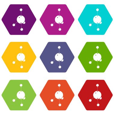9 vektör aseton Icons set
