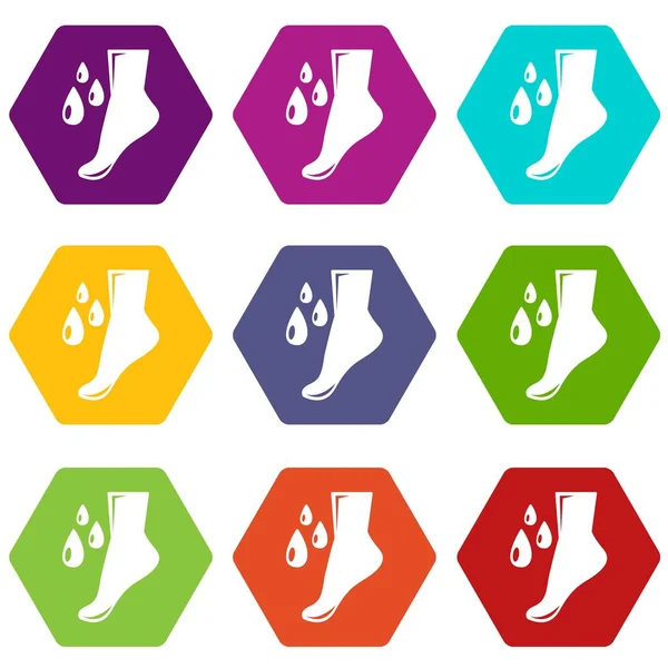 Set di icone per la cura dei piedi 9 vettori — Vettoriale Stock