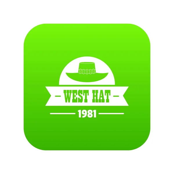Значок західного капелюха зелений вектор — стоковий вектор