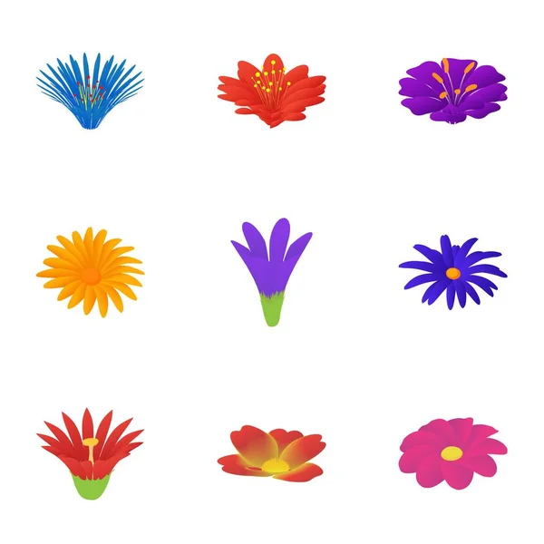 Ensemble d'icônes Blossom, style dessin animé — Image vectorielle