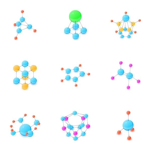Conjunto de ícones de composição química, estilo cartoon — Vetor de Stock