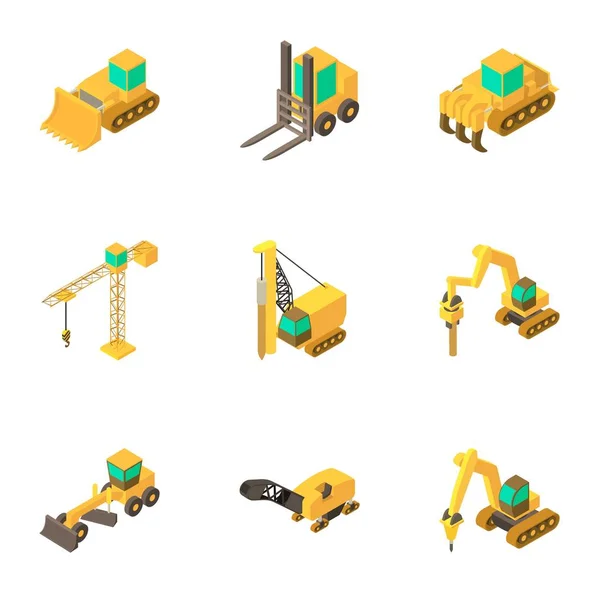 Conjunto de iconos de máquina de herramientas, estilo de dibujos animados — Vector de stock