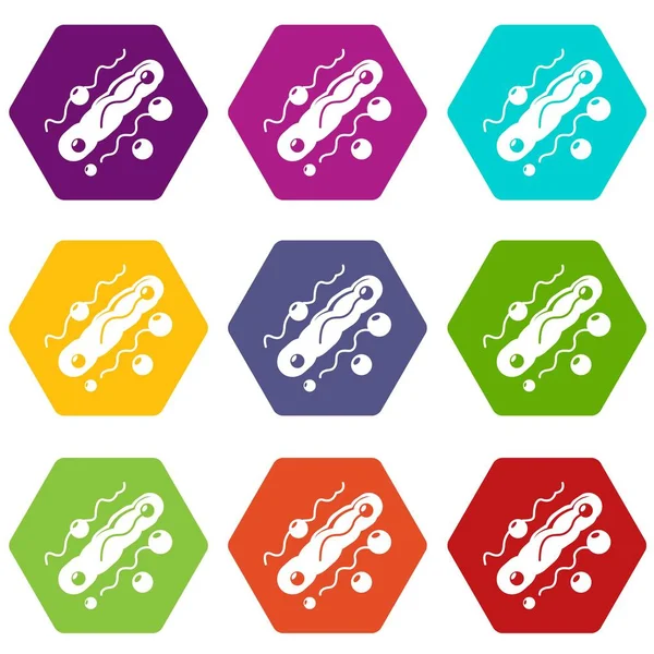 Corynebacterium Icons Set 9 Vektor — Stockvektor