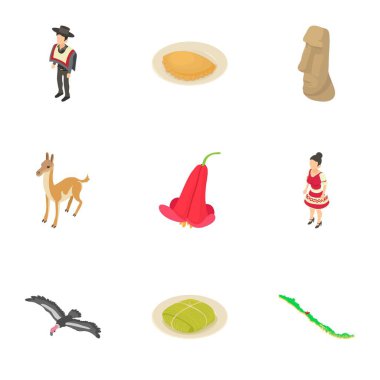 Meksika geleneği Icons set, izometrik stili