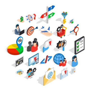 İnsan gücü Icons set, izometrik stili