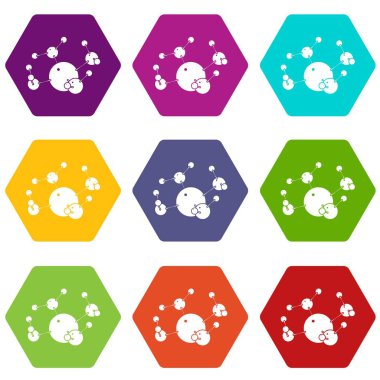 9 vektör bütan Icons set