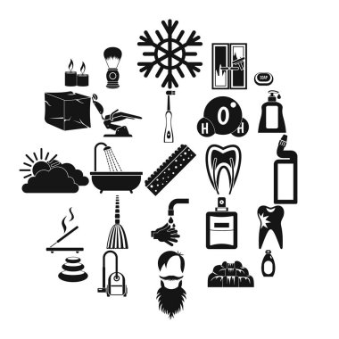 Icons set, basit tarzı banyo