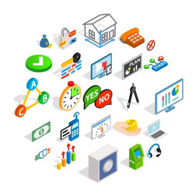 Görüntü Icons set, izometrik stili