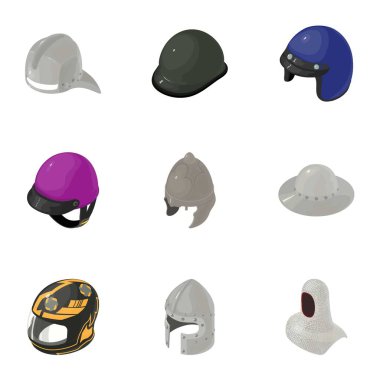 Kask Icons set, izometrik stili