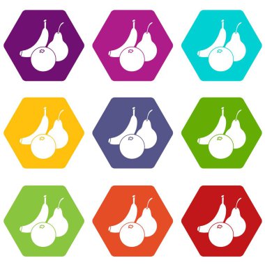 9 vektör meyve gıda Icons set