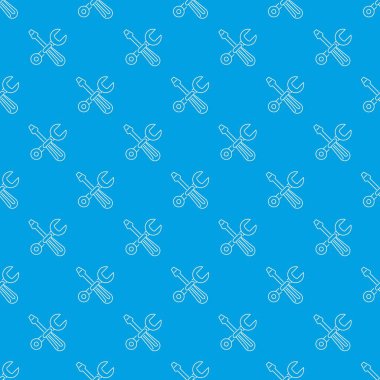 Tornavida ve İngiliz anahtarı desen vektör kesintisiz mavi