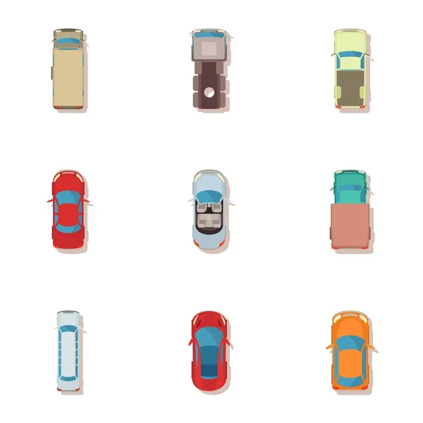 Conjunto de iconos de auto, estilo de dibujos animados — Vector de stock