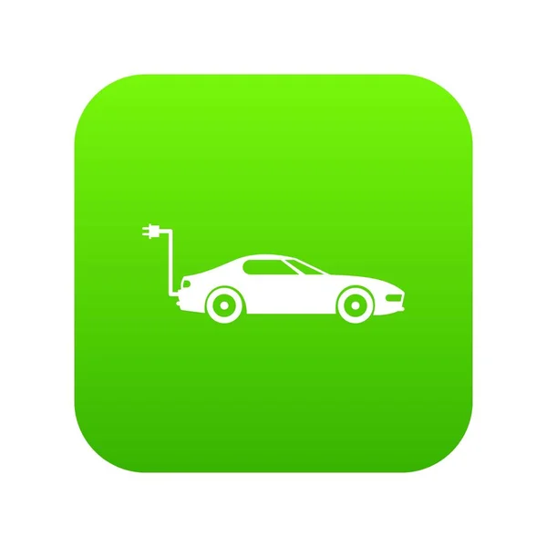 Icono de coche eléctrico verde digital — Vector de stock