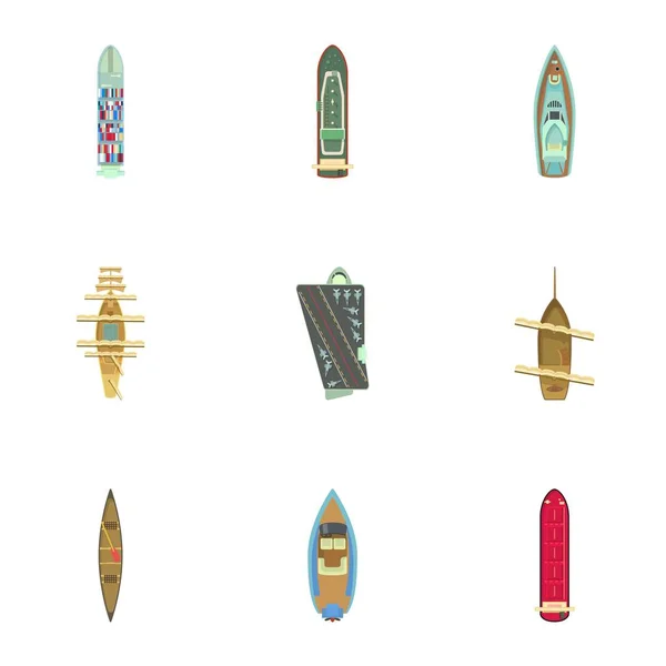 Conjunto de iconos de lancha, estilo de dibujos animados — Archivo Imágenes Vectoriales