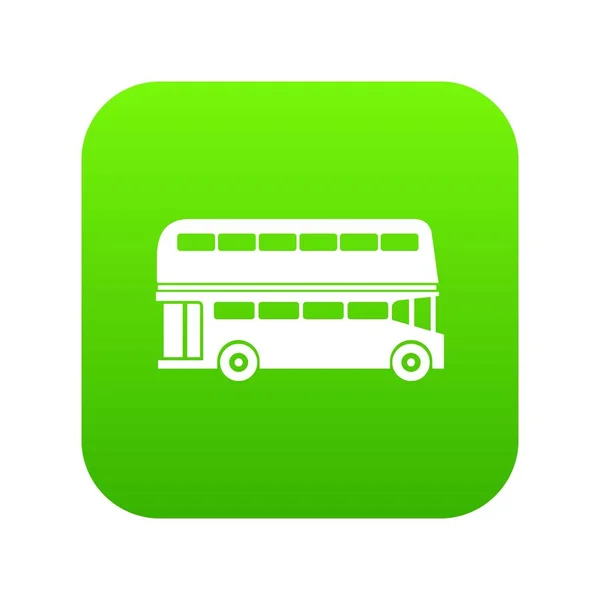 Цифровой зеленый значок автобуса с двойным деэктером — стоковый вектор