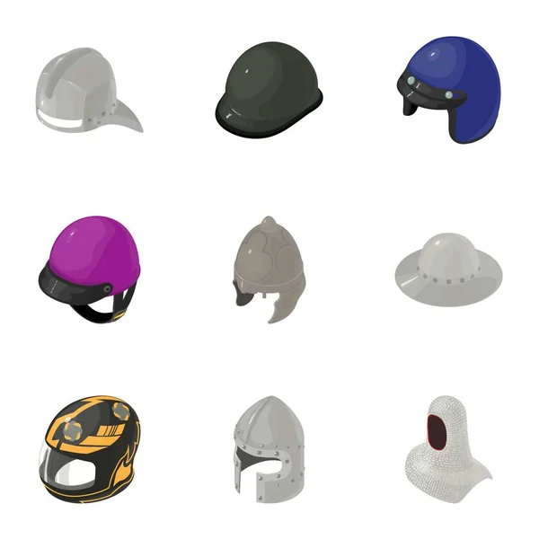 Conjunto de iconos de casco, estilo isométrico — Archivo Imágenes Vectoriales