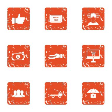 Hazırlamak bir ödeme Icons set, grunge tarzı