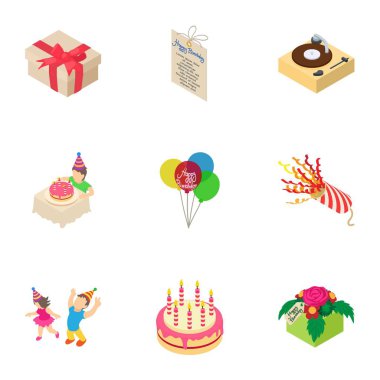 Hediye gün Icons set, izometrik stili