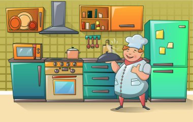 Ocak Şef karakter afiş, karikatür tarzı