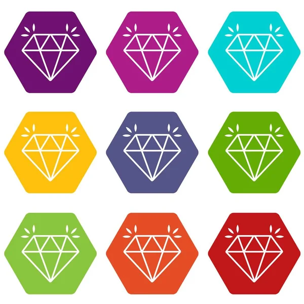 Minen Diamant Icons Set 9 Vektor — Stockvektor