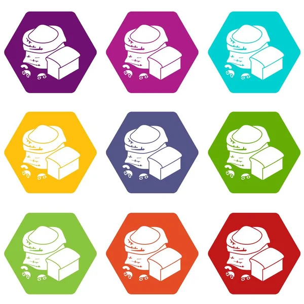 9 vektör un üretim Icons set