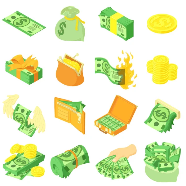Para madeni para doları Icons set, izometrik stili