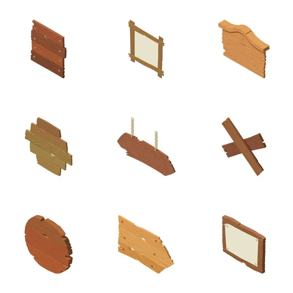 Conjunto de iconos de letrero, estilo isométrico — Vector de stock