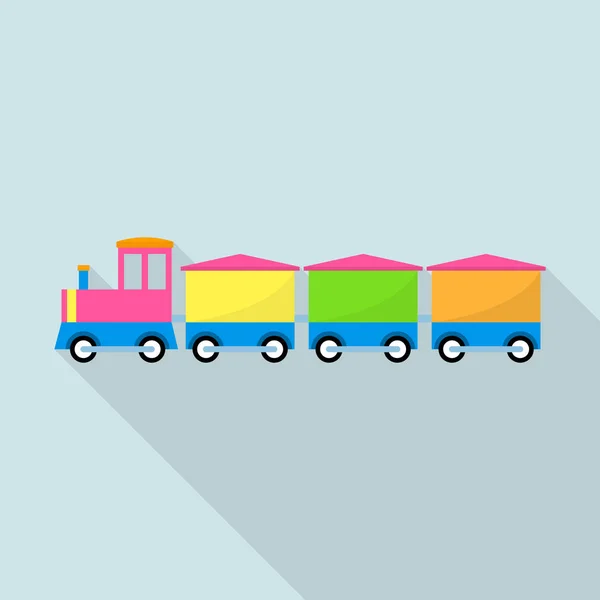 Juguete de tren con icono de vagón, estilo plano — Vector de stock