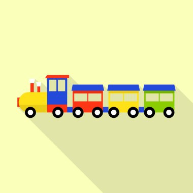 Ahşap oyuncak tren simgesi, düz stil