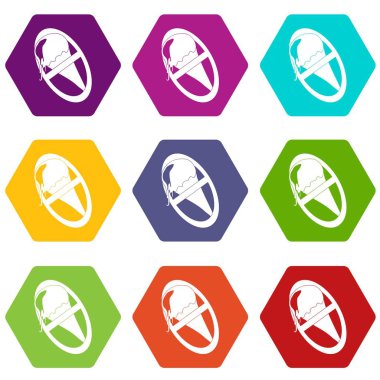 9 vektör hiçbir dondurma Icons set