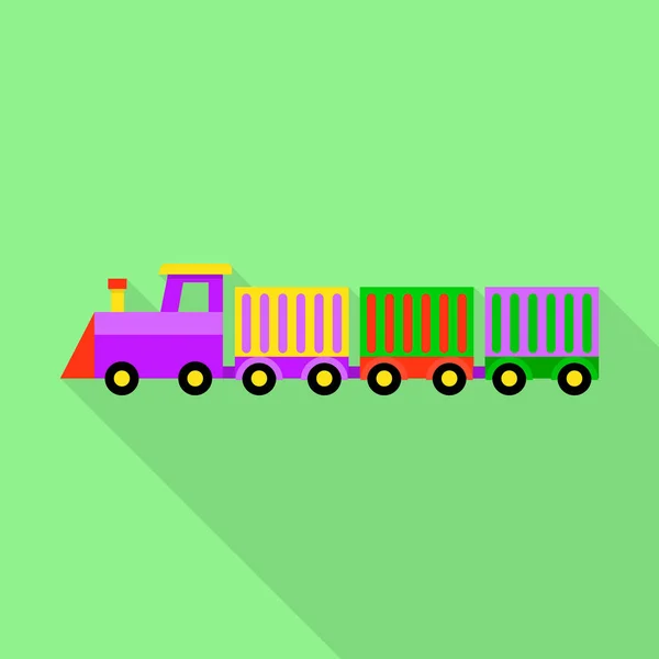 Barevná hračka vlak ikona, plochý — Stockový vektor