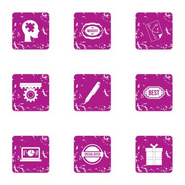 Parlak konsept simgeler kümesi, grunge tarzı