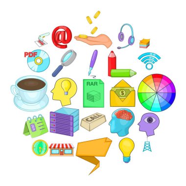 Gelir Icons set, karikatür tarzı