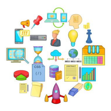 Online simgeler kümesi kazanç, karikatür tarzı