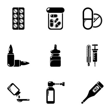 Refah uyuşturucu Icons set, basit tarzı