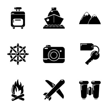Turist yolu Icons set, basit tarzı