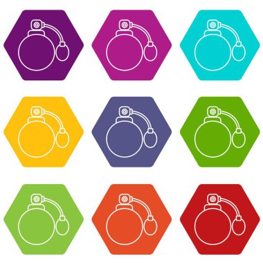 9 vektör Retro parfüm şişe Icons set